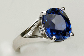 Custom designed platinum sapphire ring