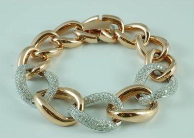 White gold and yellow gold linked diamond bracelet