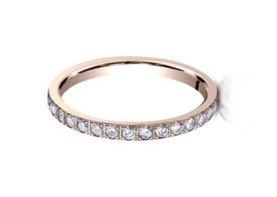 Women's rose gold wedding band with diamonds