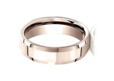 Rose gold wedding band with beveled edge