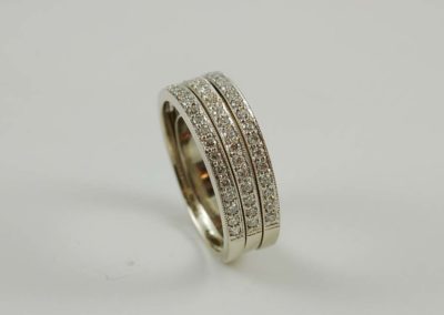 14 kt white gold diamond stack rings