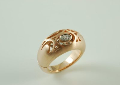 Sterling silver diamond ring plated with rose gold