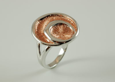 Sterling silver ring plated with rose gold