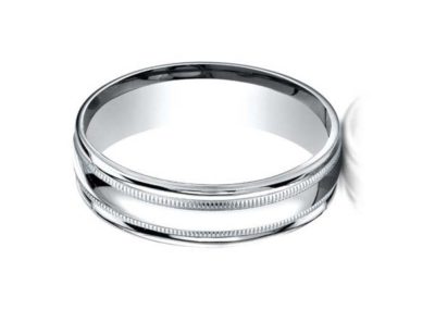 White gold carved wedding band