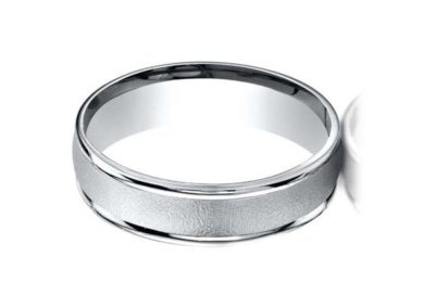 White gold wedding band with matte finish