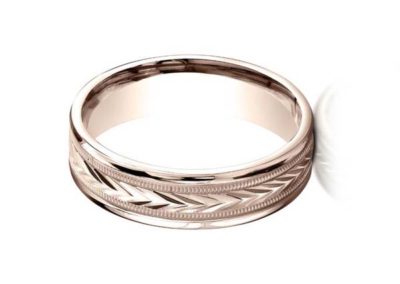 14 kt rose gold carved wedding band