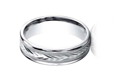 14 kt white gold carved wedding band