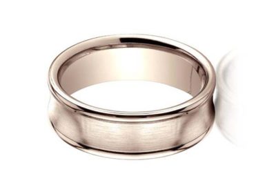 Rose gold concave wedding band with matte finish