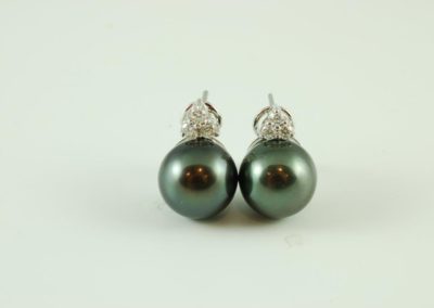 Tahitian pearl and diamond earrings
