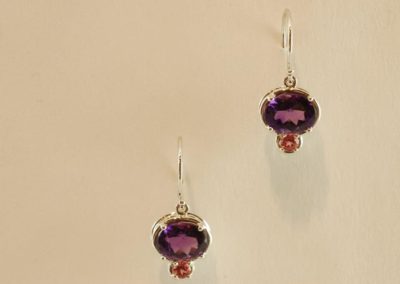custom amethyst and pink tourmaline earrings