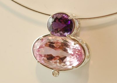 custom kunzite and amethyst pendant