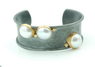 pearl and diamond cuff bracelet