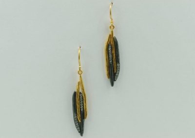 sterling silver and 24kt gold diamond earrings