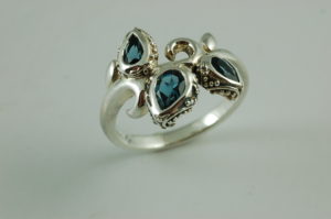 3-stone London Blue Topaz Sterling Silver Ring