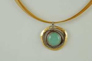 Sterling Silver and Gold Plated Blue Chalcedony Pendant